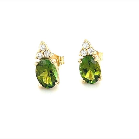 Natural Tourmaline Diamond Earrings 14k Gold 1.87 TCW Certified $2,950 210759 - Picture 9 of 13